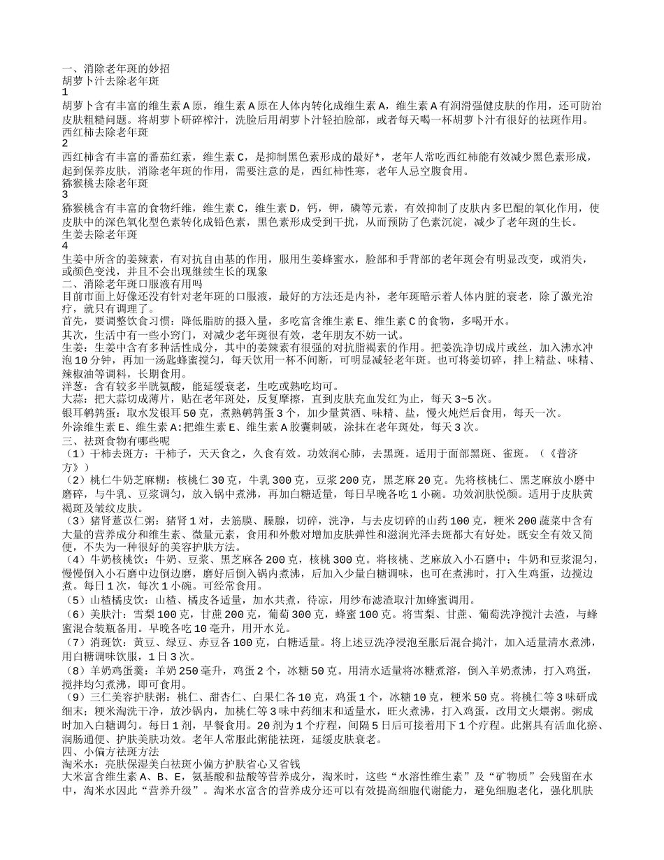 消除老年斑的方法 祛斑小妙招_第1页