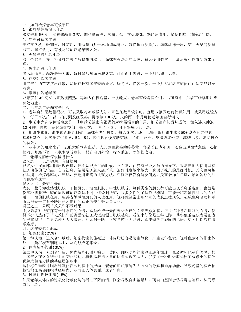 怎样治疗老年斑 治疗老年斑偏方有哪些_第1页