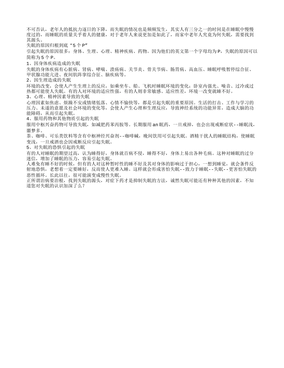 引起老年人失眠的五大原因四季保健_第1页