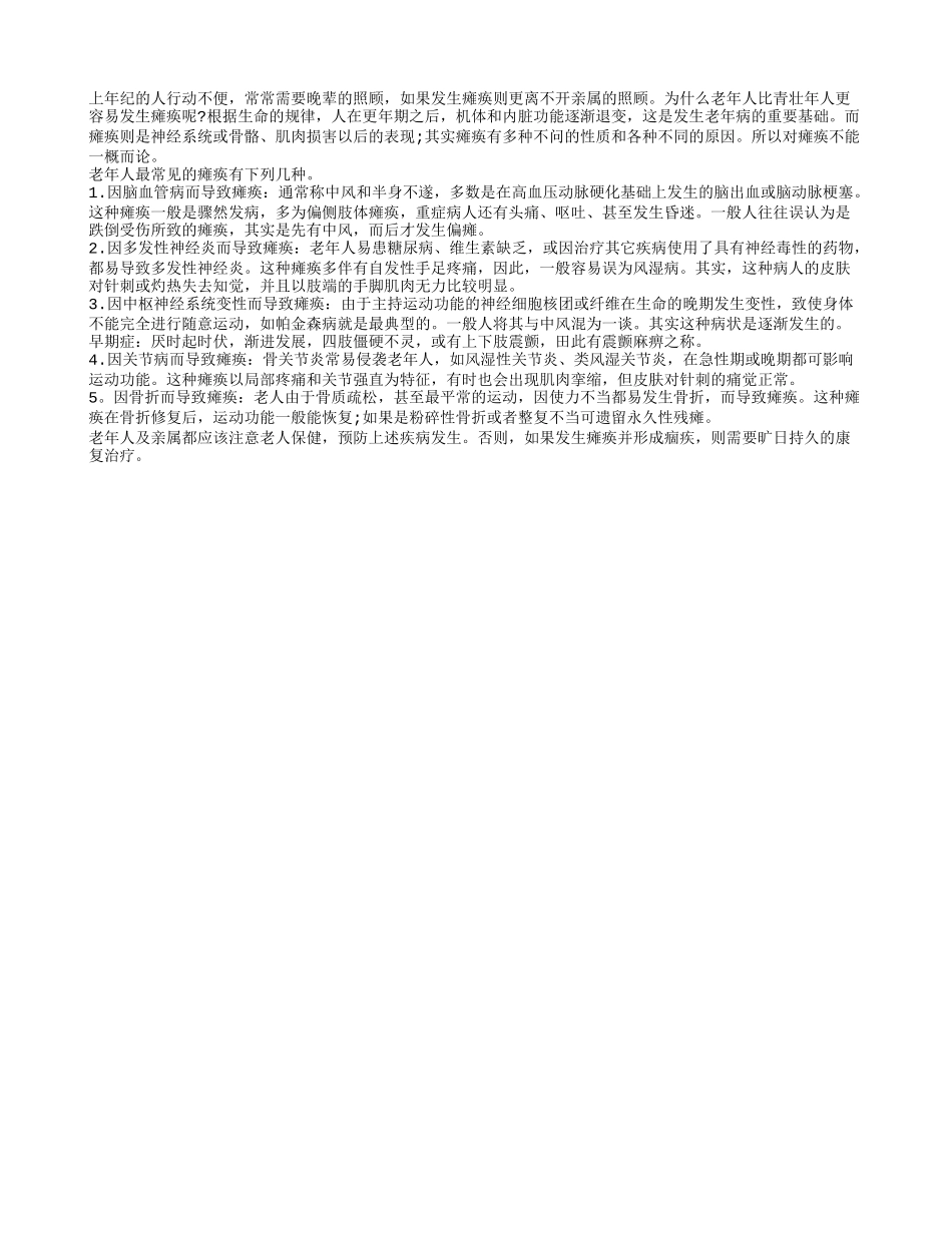 致老年人瘫痪的主要因素有哪些_第1页