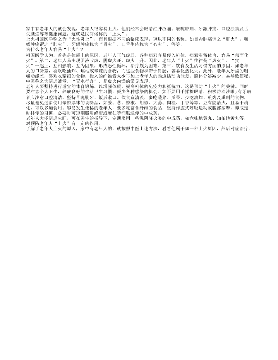 中医详解造成老年人上火的原因四季保健_第1页