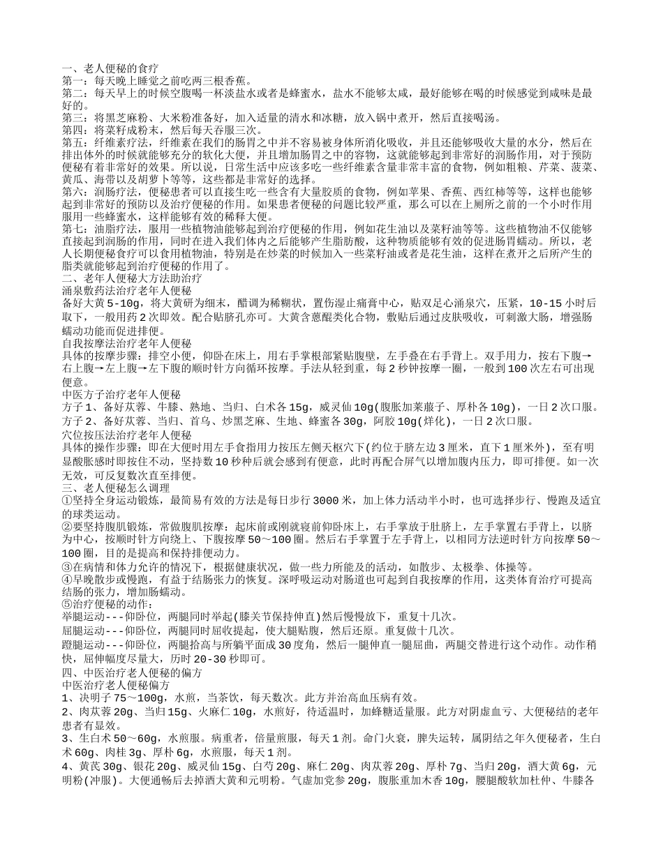 老年人严重便秘要怎么办 治疗老年人便秘的大妙方_第1页