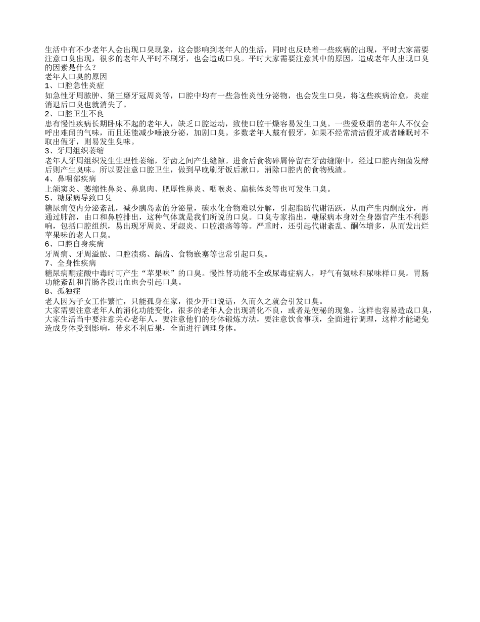 造成老年人出现口臭的因素_第1页