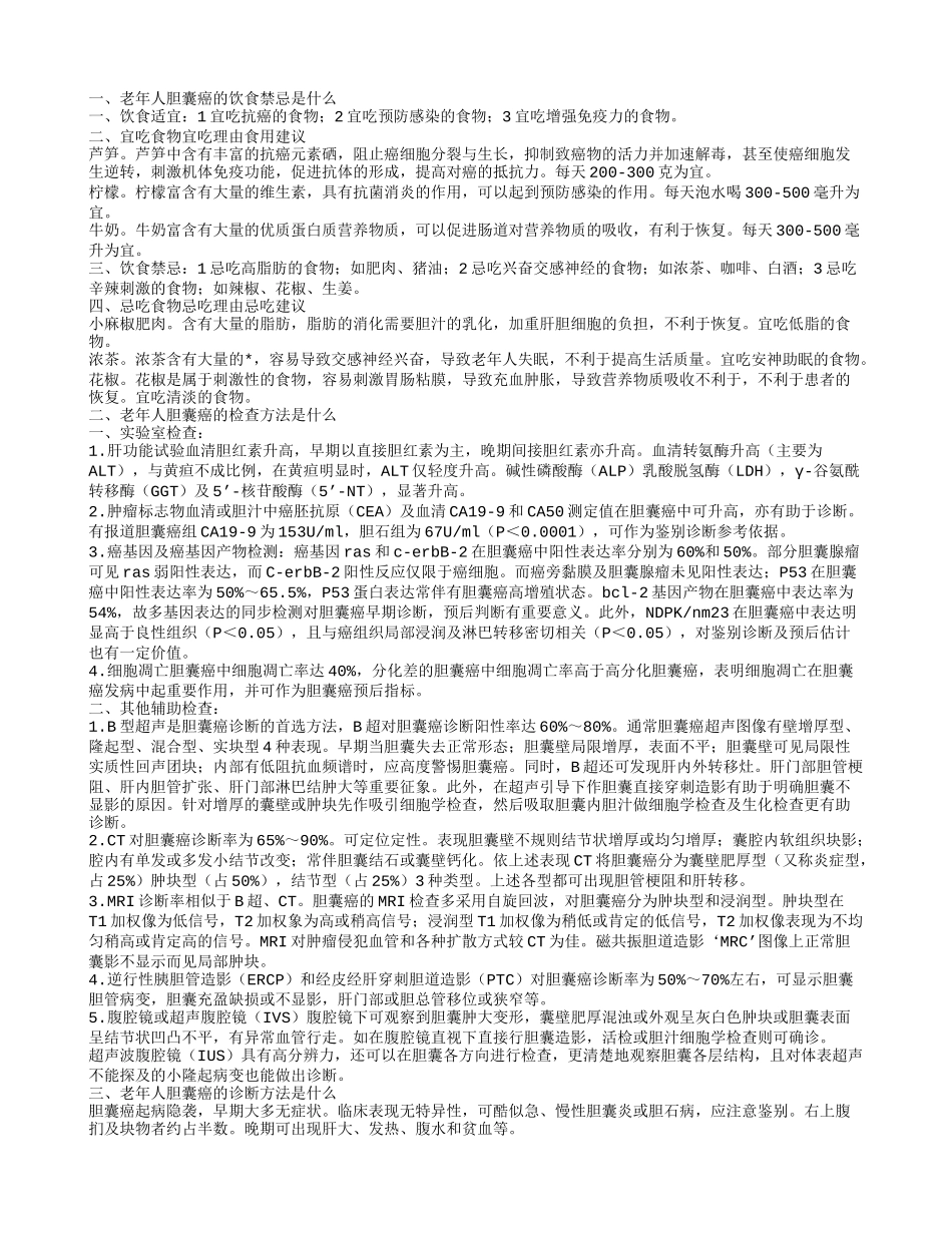 老年人胆囊癌的饮食禁忌是什么 老年人胆囊癌的检查方法是什么_第1页