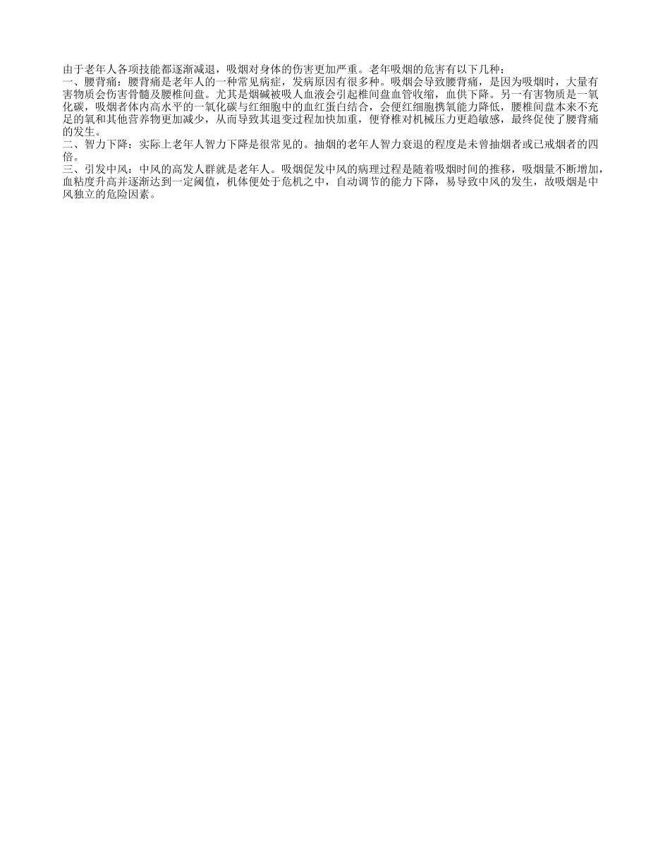 老年人警惕久吸烟致腰酸背痛四季保健_第1页