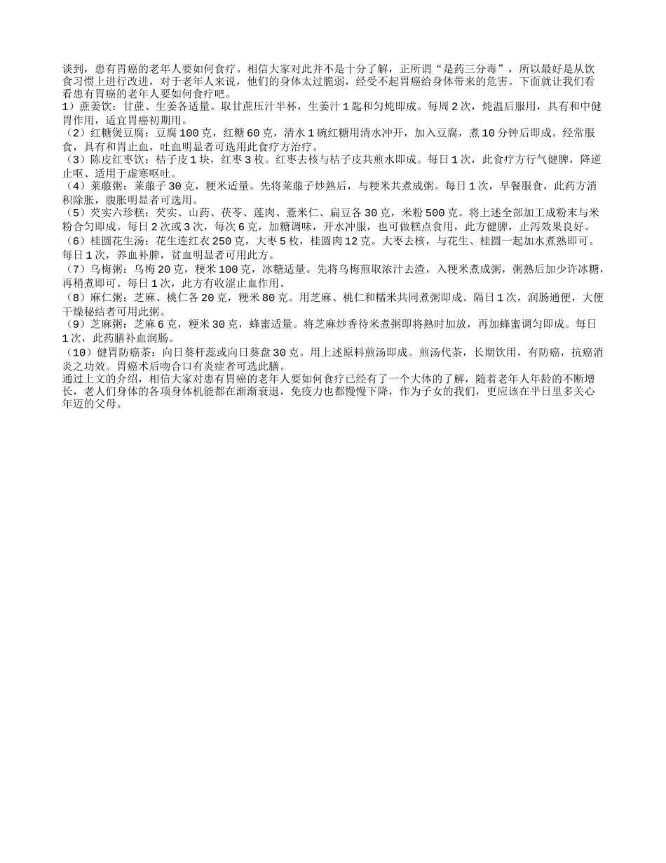 患有胃癌的老年人要如何食疗_第1页