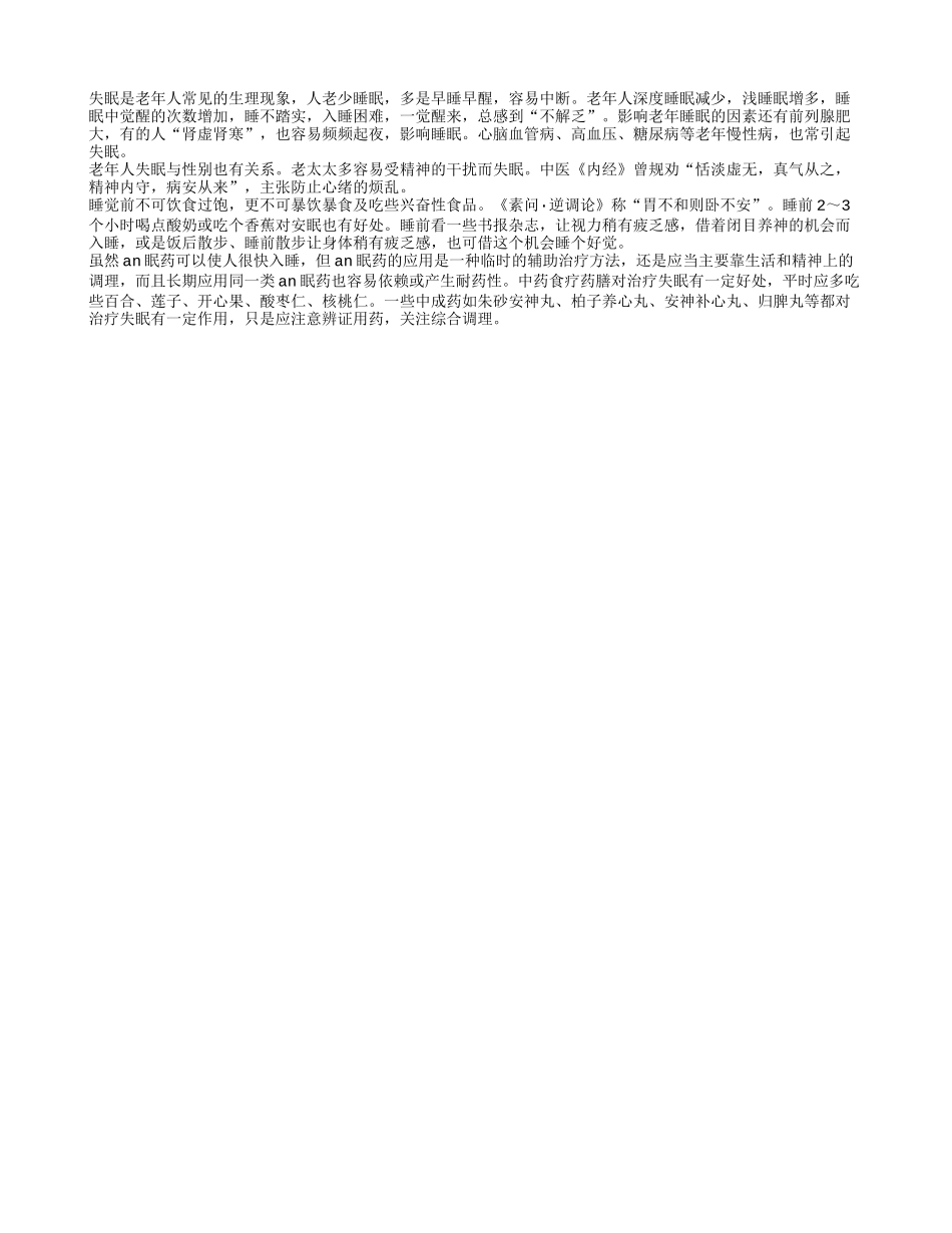 老年人养生之失眠良方四季保健_第1页