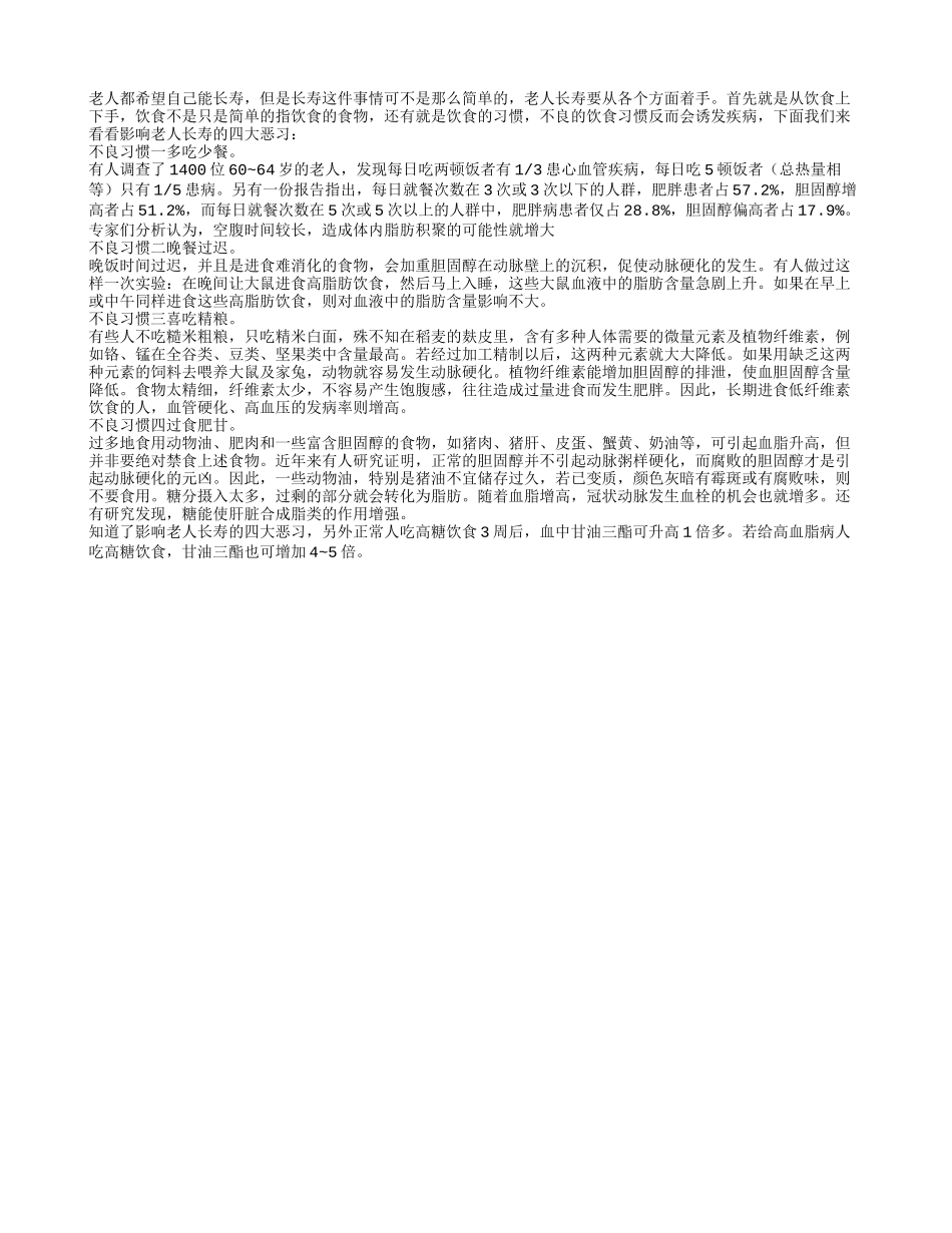 影响老年人长寿的四大饮食恶习四季保健_第1页