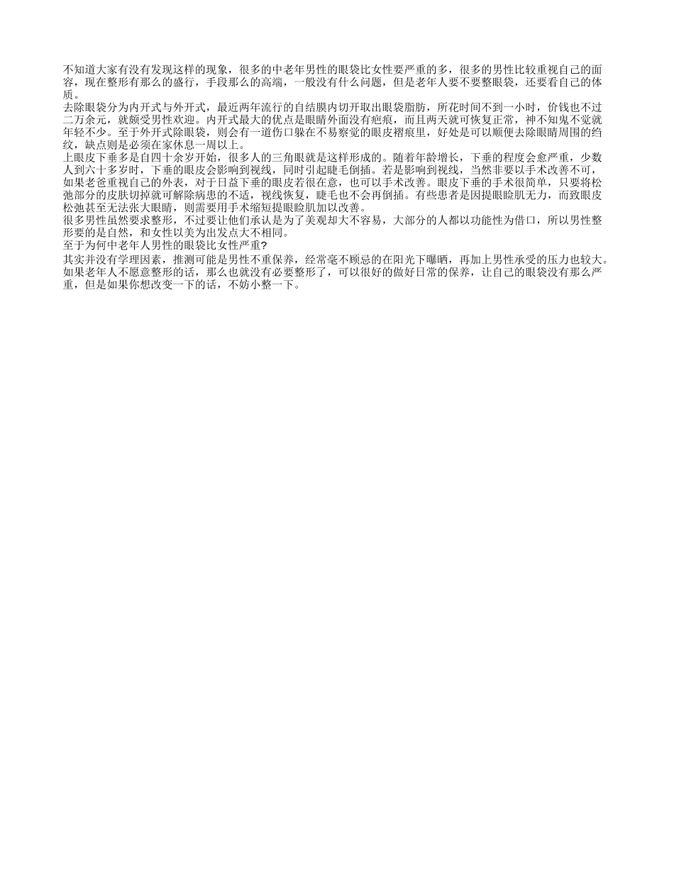 中老年人男性眼袋严重 整形要看体质_第1页
