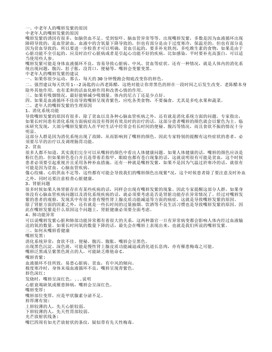 中老年人嘴唇发紫原因老年人要注意易患几种口腔病_第1页