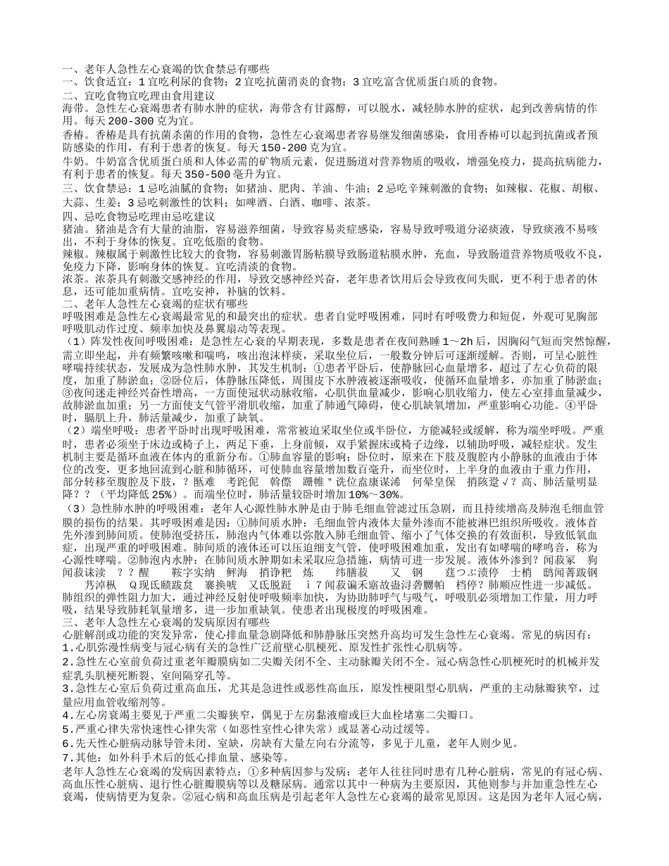 老年人急性左心衰竭的饮食禁忌有哪些_第1页