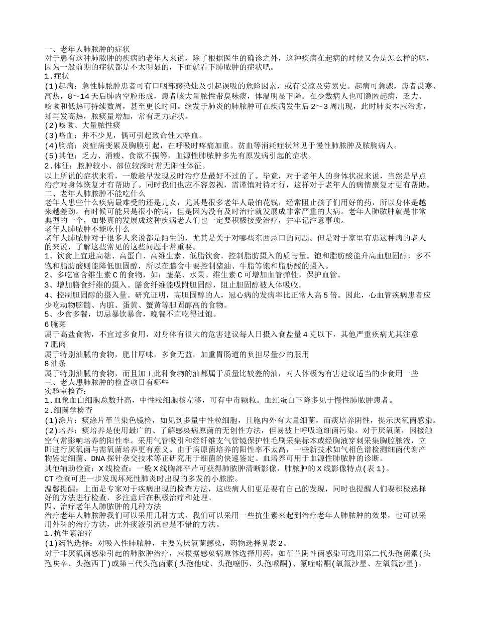 老年人肺脓肿有哪些症状 老年人肺脓肿的几种治疗方法_第1页