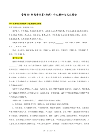 新高考Ⅱ卷（海南）  2020年高考语文作文解析与范文展示