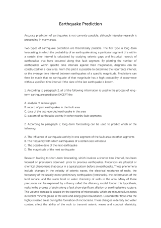  Earthquake Prediction