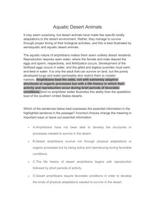 Aquatic Desert Animals