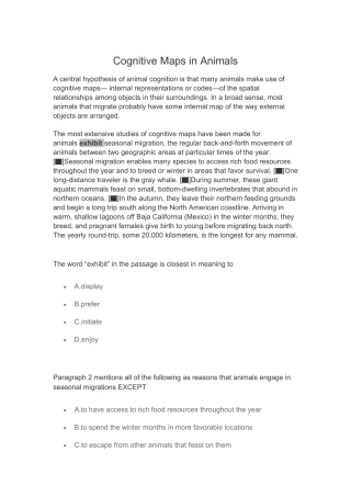 Cognitive Maps in Animals