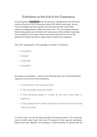 Extinctions at the End of the Cretaceous