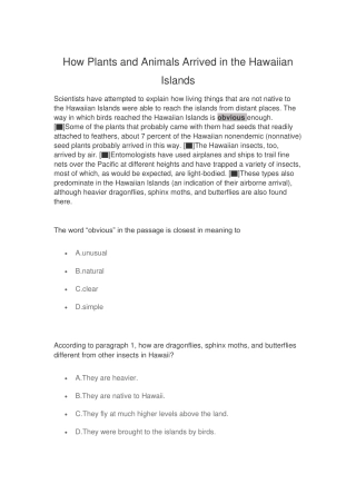 How Plants and Animals Arrived in the Hawaiian Islands