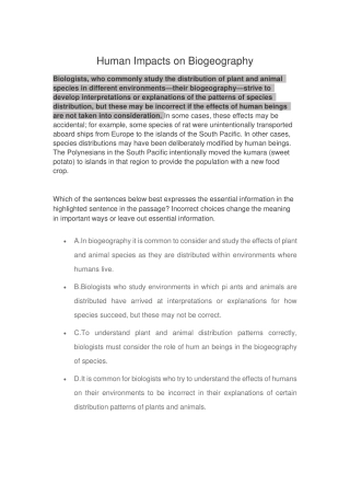 Human Impacts on Biogeography