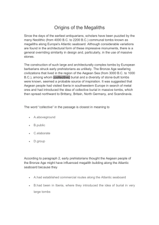 Origins of the Megaliths