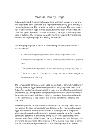 Parental Care by Frogs