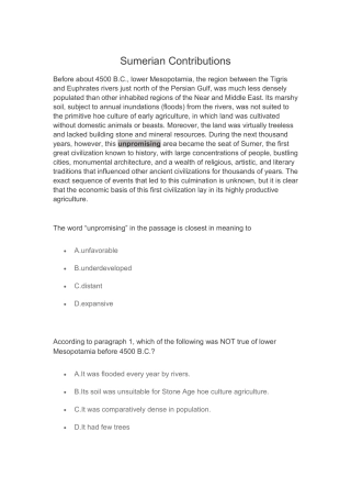 Sumerian Contributions