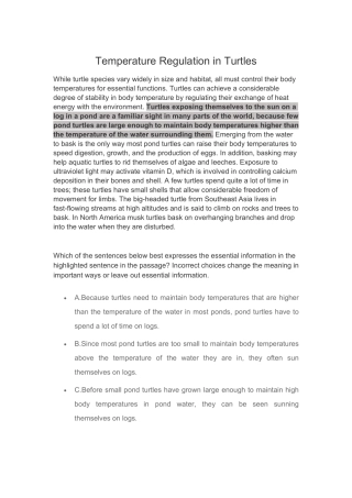 Temperature Regulation in Turtles