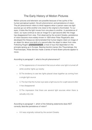 The Early History of Motion Pictures