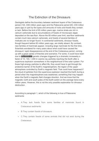 The Extinction of the Dinosaurs