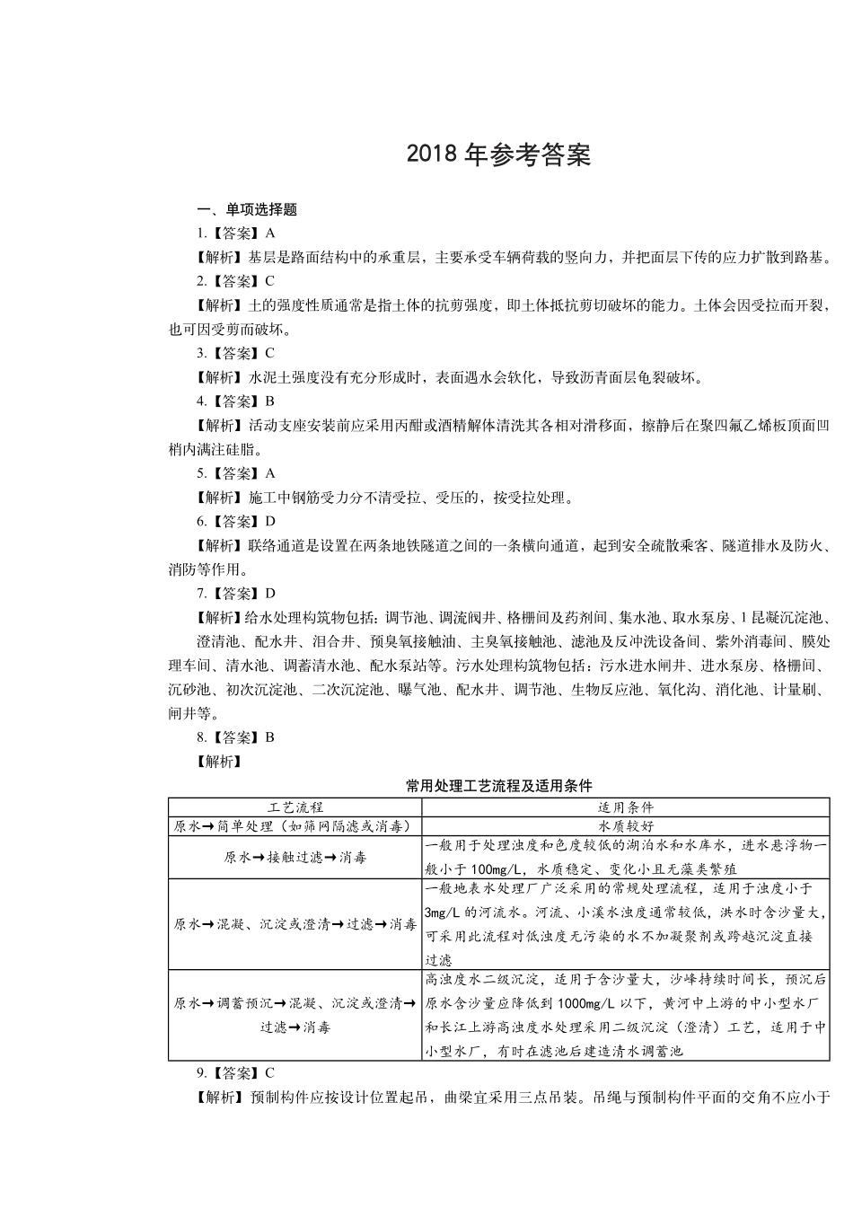 2018年一建市政真题（答案及解析） (1)_第1页