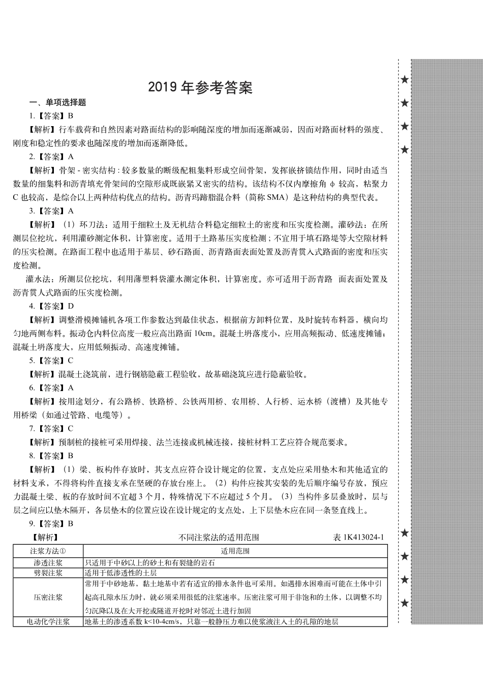 2019年一建市政真题（答案及解析）_第1页