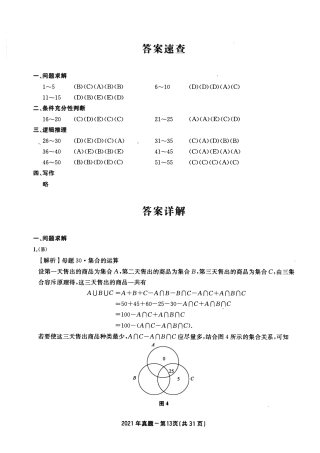 2021年硕士管理类综真题解析