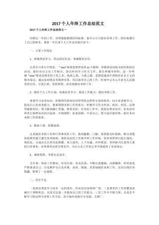 2017个人年终工作总结范文