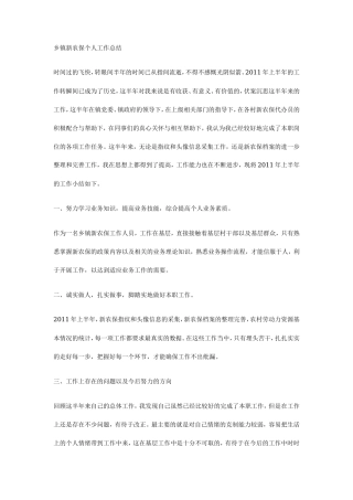 乡镇新农保个人工作总结