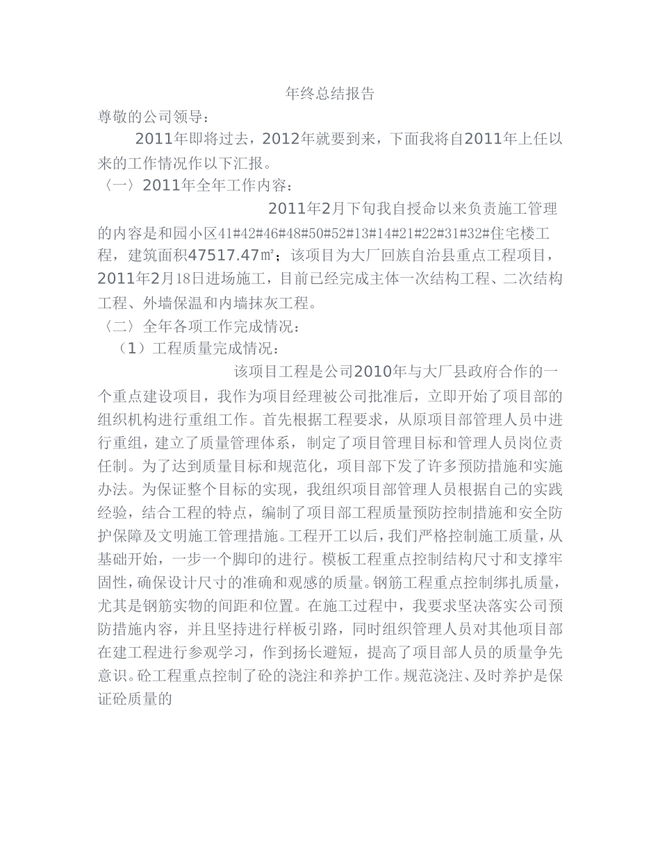 项目经理年终总结报告_第1页