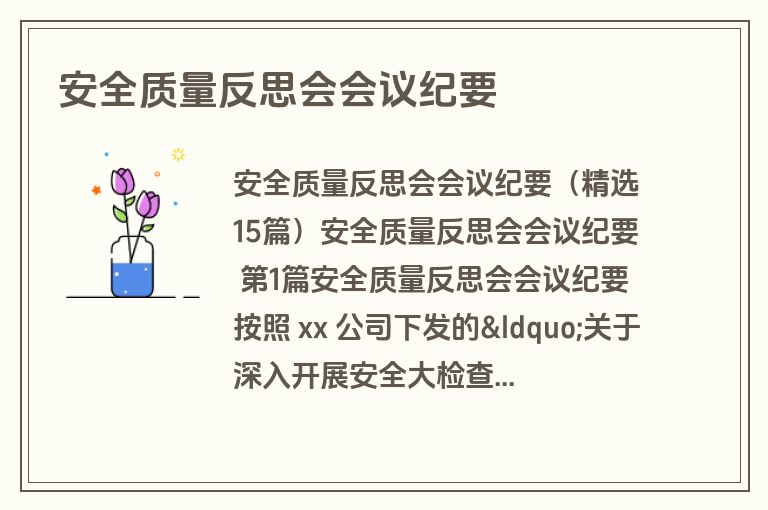 安全质量反思会会议纪要