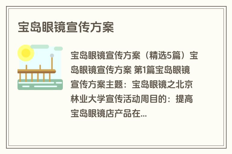 宝岛眼镜宣传方案