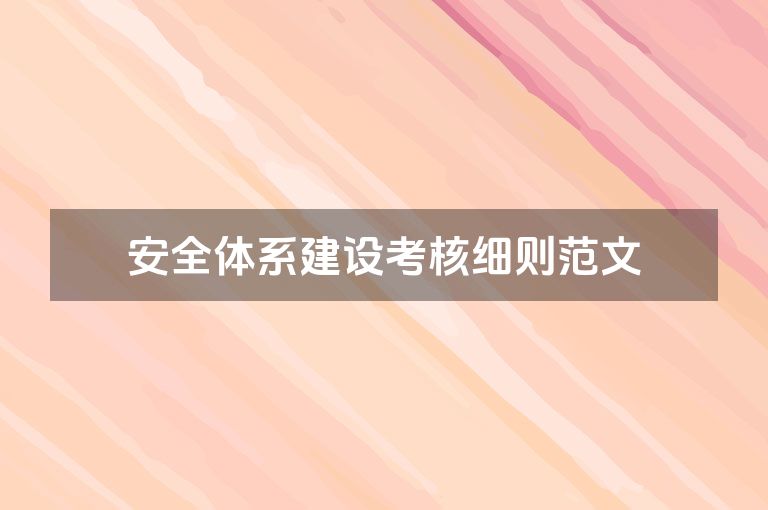 安全体系建设考核细则范文