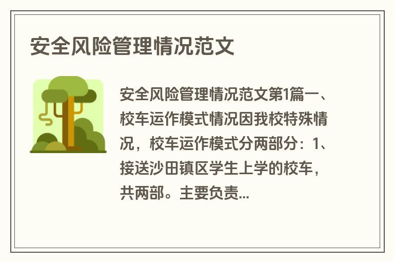 安全风险管理情况范文