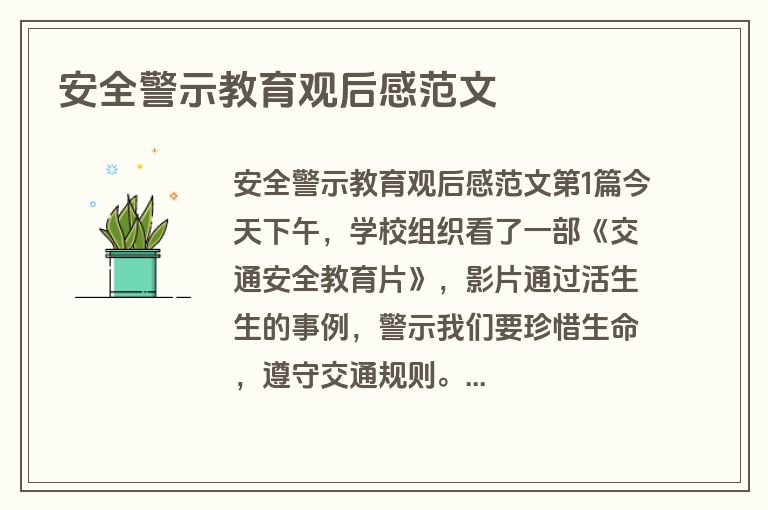 安全警示教育观后感范文