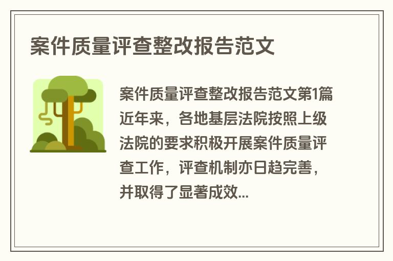 案件质量评查整改报告范文