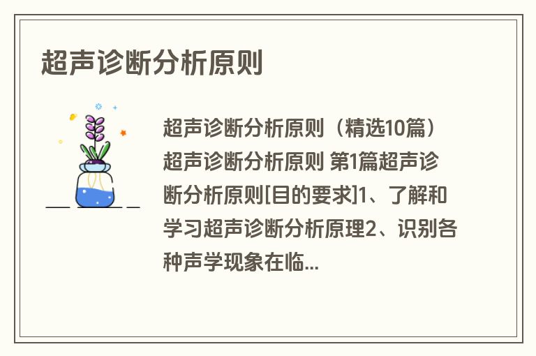 超声诊断分析原则