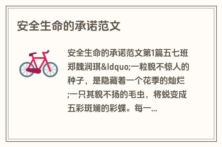 安全生命的承诺范文