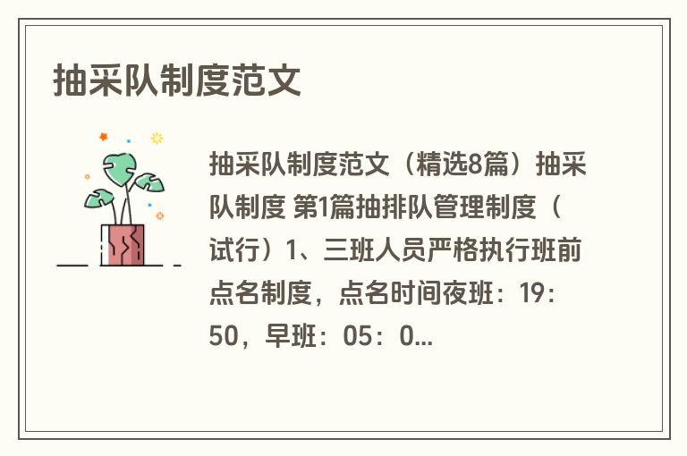 抽采队制度范文