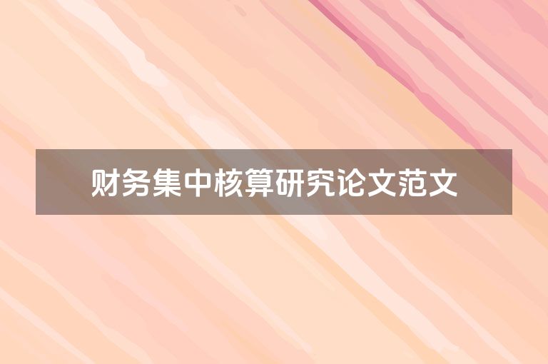 财务集中核算研究论文范文