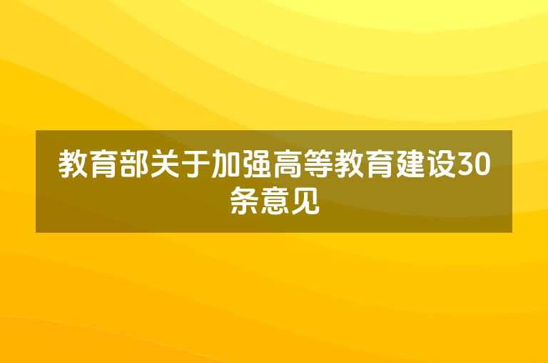 教育部关于加强高等教育建设30条意见