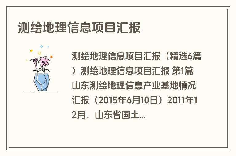测绘地理信息项目汇报