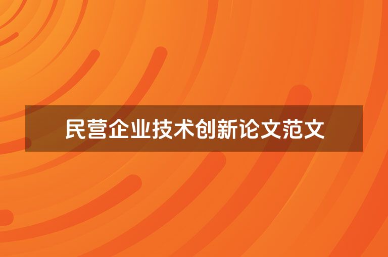 民营企业技术创新论文范文