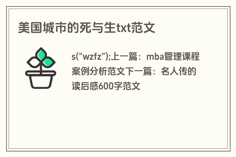 美国城市的死与生txt范文