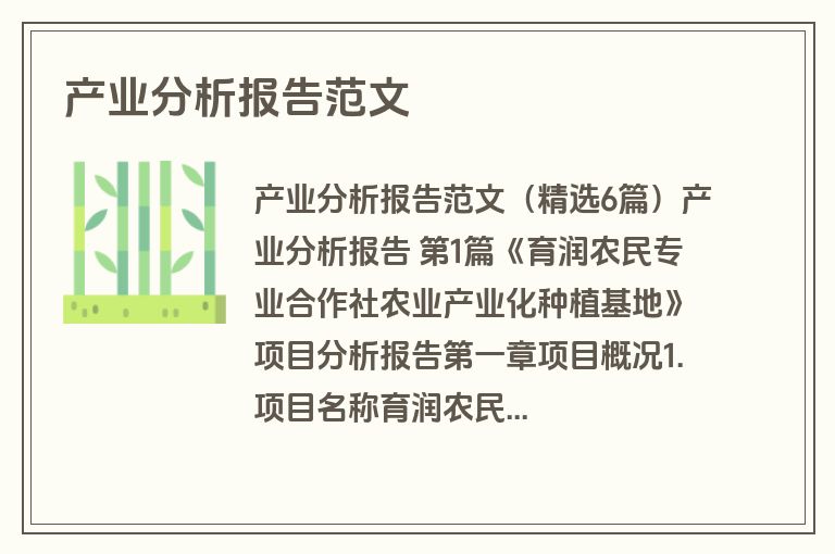 产业分析报告范文